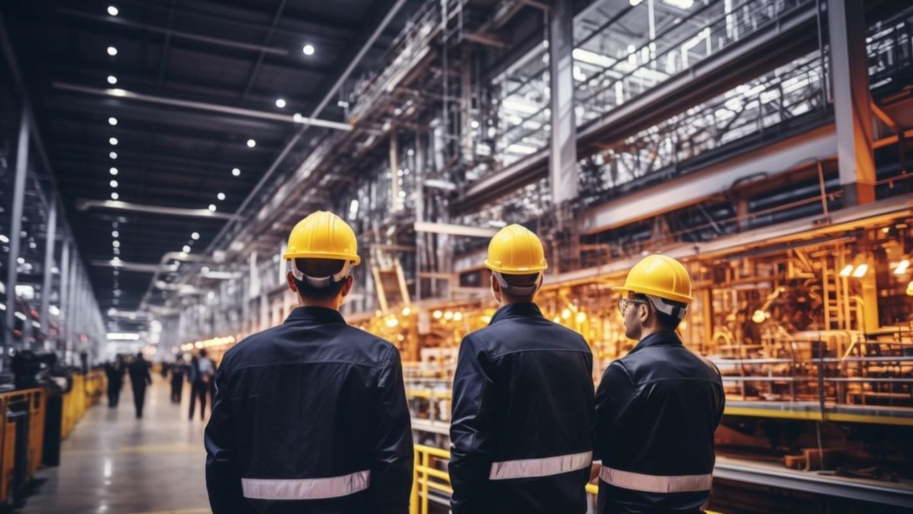 Trabajadores en una instalación industrial - Foto de 123RF/praewpailyn