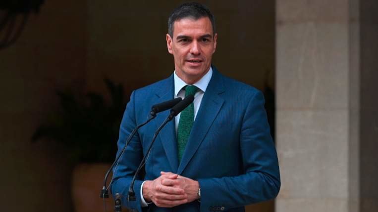 Pedro Sánchez en su reciente comparecencia tras verse con el Rey - Foto del Pool Moncloa/Borja Puig de la Bellacasa