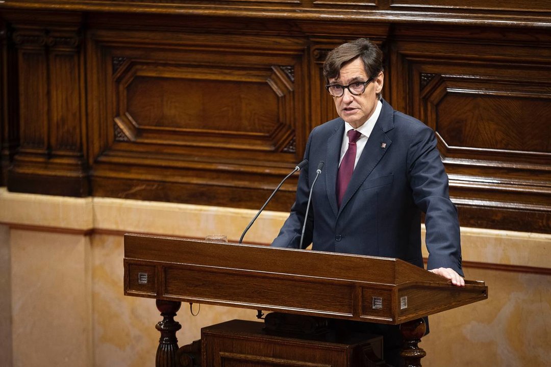 El líder del PSC, Salvador Illa, en discurso de investidura en el Parlament - Foto de PSC