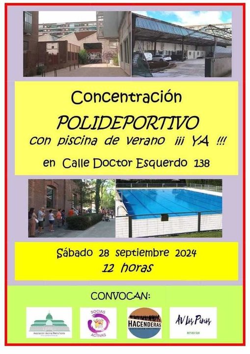 Cartel Concentración Piscina Retiro - FRAVM